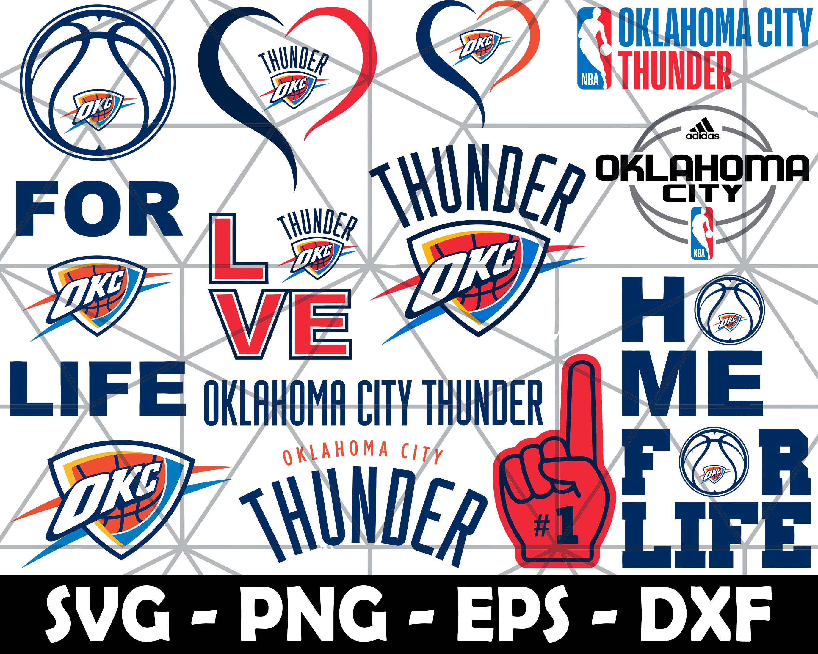 Download Combo 14 Oklahoma City Thunder Bundle Svg NBA sports | Etsy