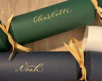 Personalised Calligraphy Christmas Crackers: DIY Wedding Favours