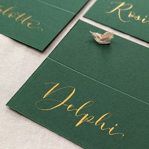Forest Green place cards | Wedding place cards | Calligraphy place cards