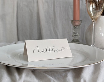 Neutral Folded Calligraphy Wedding Place Cards | Wedding place cards | Calligraphy place cards