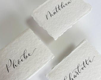 Handwritten Calligraphy Cotton Paper Place Cards: Sustainable Wedding