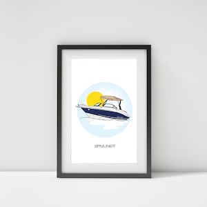 Digital illustration of a Bayliner Bowrider VR5 / Boat art / cartoon drawing