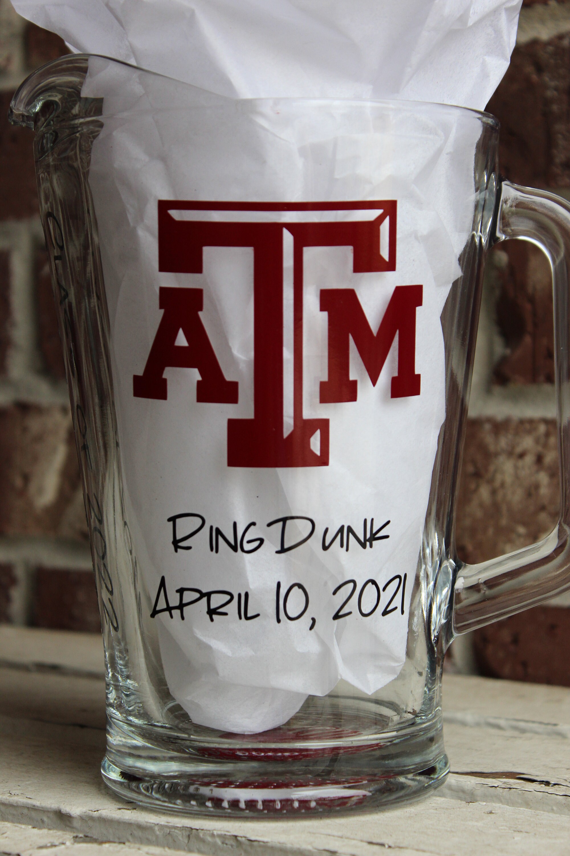 Aggie ring dunk pitcher glass 60oz beer black maroon Etsy