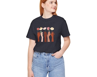 Beautiful women. Equality. Flowers. Jersey Short Sleeve Tee