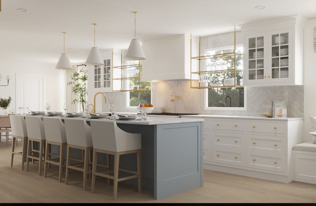 Custom Kitchen Design, 3D Interior Rendering - Etsy