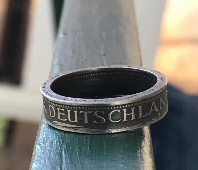 German one Deutsche Mark Coin Ring Handmade