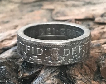 Uk Coin Ring Handmade from Uk Two Shilling