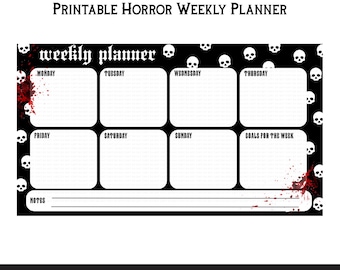 Horror Weekly Planner/ Printable Weekly Planner / Landscape / goth planner / gothic / weekly schedule / horror / printable digital