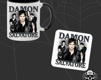 Damon Salvatore Mug & Coaster, Vampire Diaries, Fantasy, Fantasy Themed, Fantasy Themed Gifts