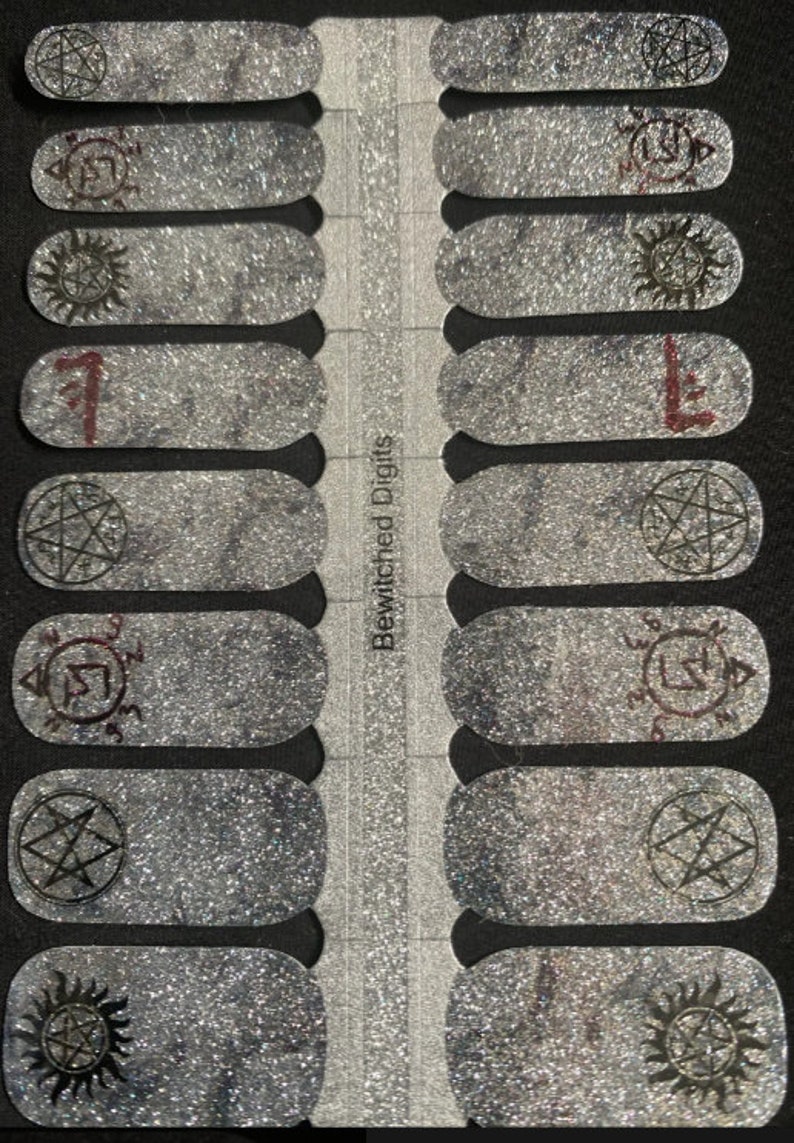 Supernatural symbols silver glitter