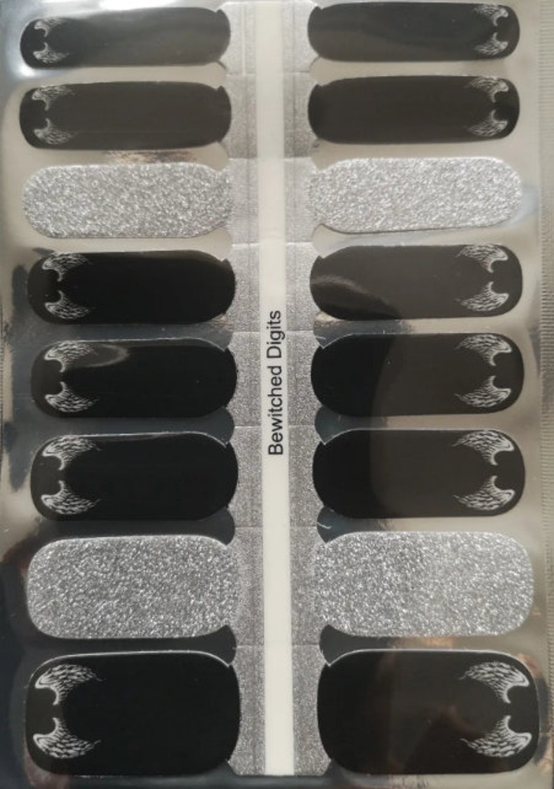 Angel wings nail wrap design, inspired by Castiel in Supernatural