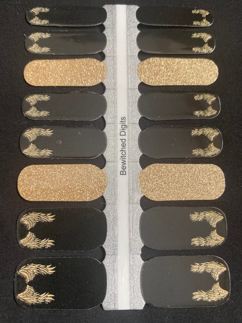 Angel wings nail wrap design, inspired by Gabriel in Supernatural