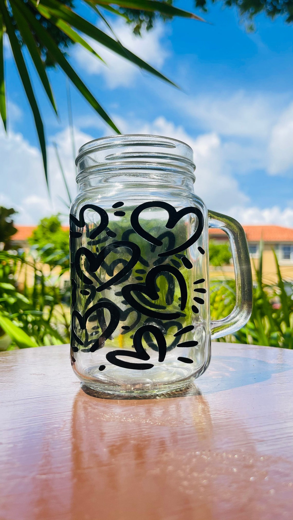 Lovely Heart Patterned Mojito Cup Sets Jar Cup Mason Jar