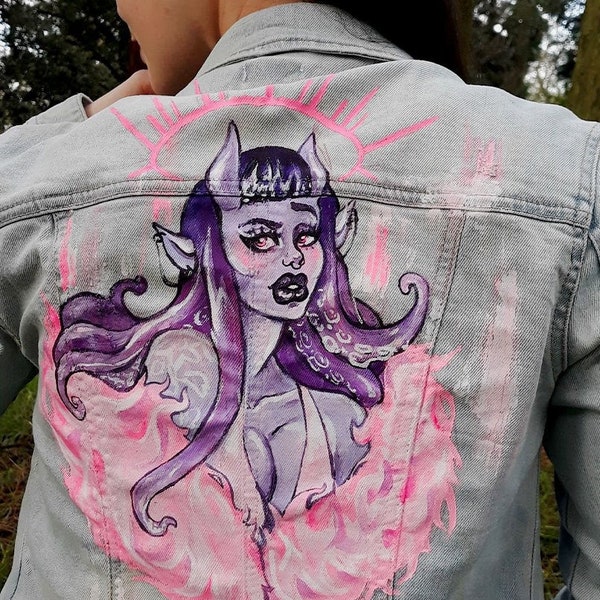 Hand-painted Demoness denim jacket (EU 34)
