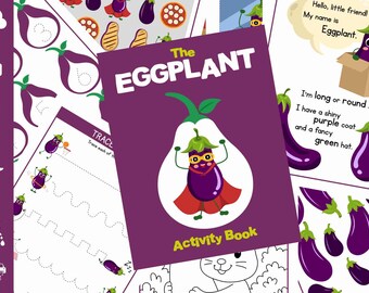 The Eggplant Activity Book | Tracing & Coloring Pages |Preschool Printable Worksheets | Toddler Busy Book | Vegetable Themed Educational|PDF