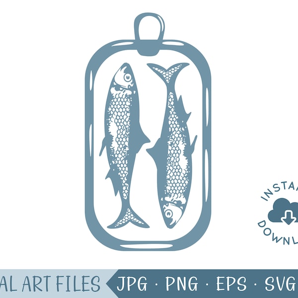 Canned Sardines - Vector Clipart - Instant Digital Download - Digital Art Files - SVG - PNG - Cut Files - Sublimation Printing