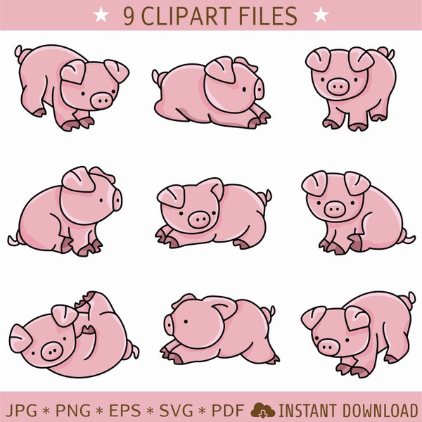 Baby Pigs - Vector Clipart Set - Instant Digital Download - Digital Art Files - SVG - PNG - Cut Files - Sublimation Printing