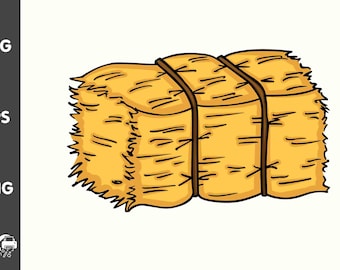 Hay Bale SVG EPS PNG Clipart | Farmhouse Vector Art | Rustic Fall Harvest | Cut File for Cricut and Silhouette | Straw Bale Clipart