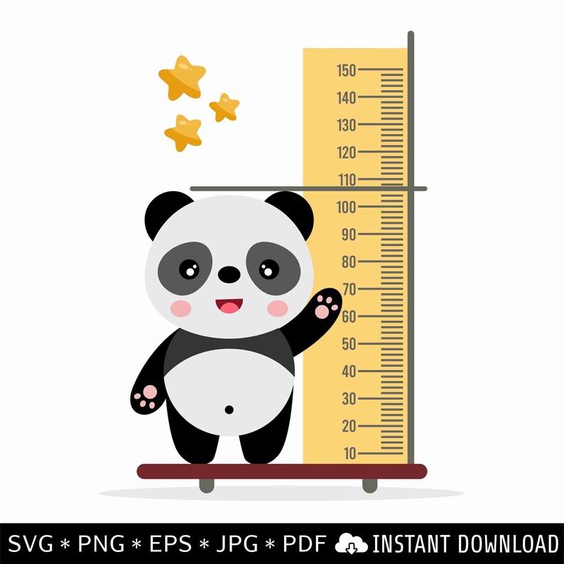 Baby Growth Panda Ruler SVG Vector Clipart, Instant Download, PNG Cut ...