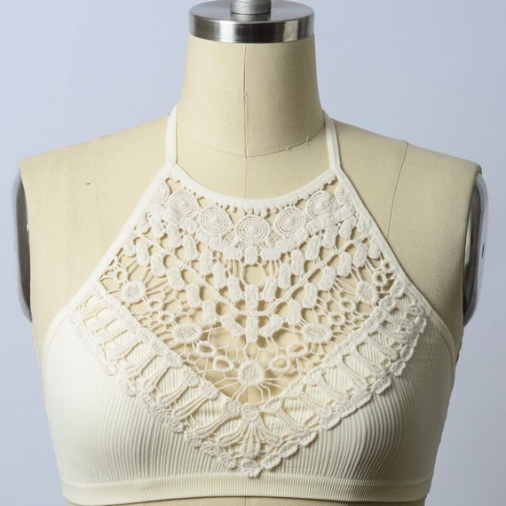 Crochet High Neck Bralette lace with Cutouts (for A-C Cups)