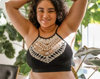 Sexy Black Lace Bralette, Plus Size Lace Bra, Valentine's Day Gift