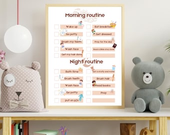 toddler morning and evening routine checklist printable for boys