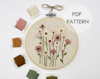 Daisy Field // Embroidery Hoop Art // PDF Pattern with Instructions // Digital Download