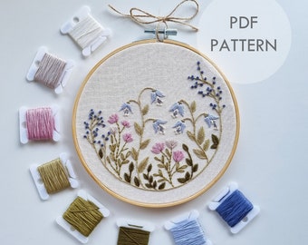 Spring Flower Garden // Embroidery Hoop Art // PDF Pattern with Instructions // Digital Download