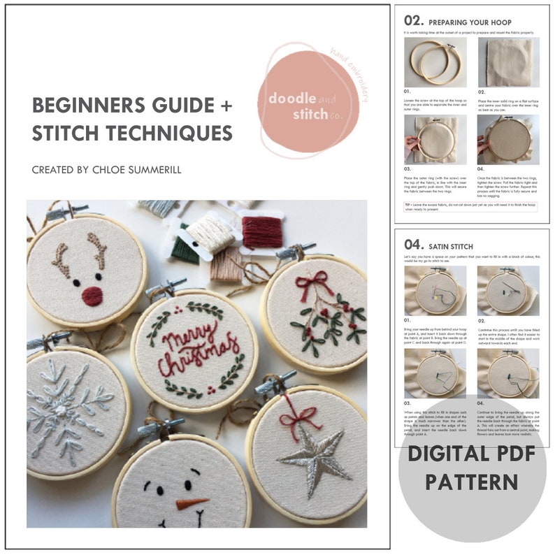 Christmas Bauble Ornaments Collection // Embroidery Hoop Art // PDF Pattern with Instructions // Digital Download image 10