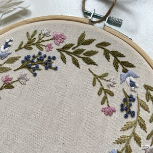 Spring Flower Wreath // 6 Inch Embroidery Hoop Art // PDF Pattern With ...
