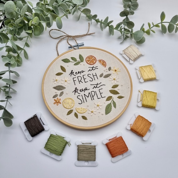 オレンジとレモン // 6 インチの刺繍枠アート // 説明書付き PDF