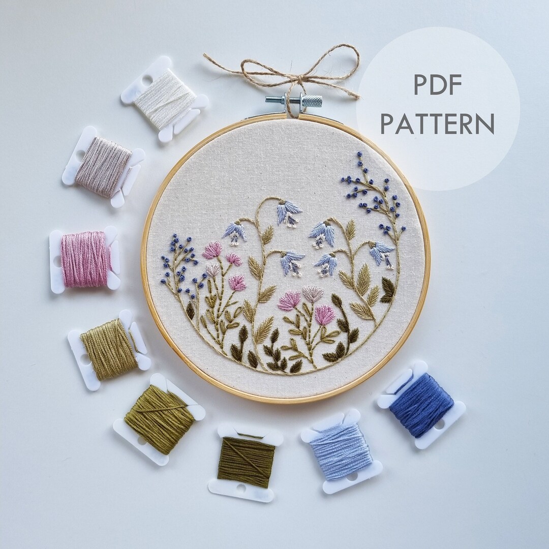 Spring Flower Garden // 6 Inch Embroidery Hoop Art // PDF Pattern