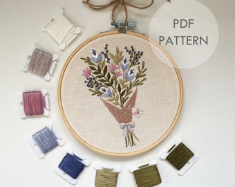 Spring Flower Bouquet // Embroidery Hoop Art // PDF Pattern with Instructions // Digital Download