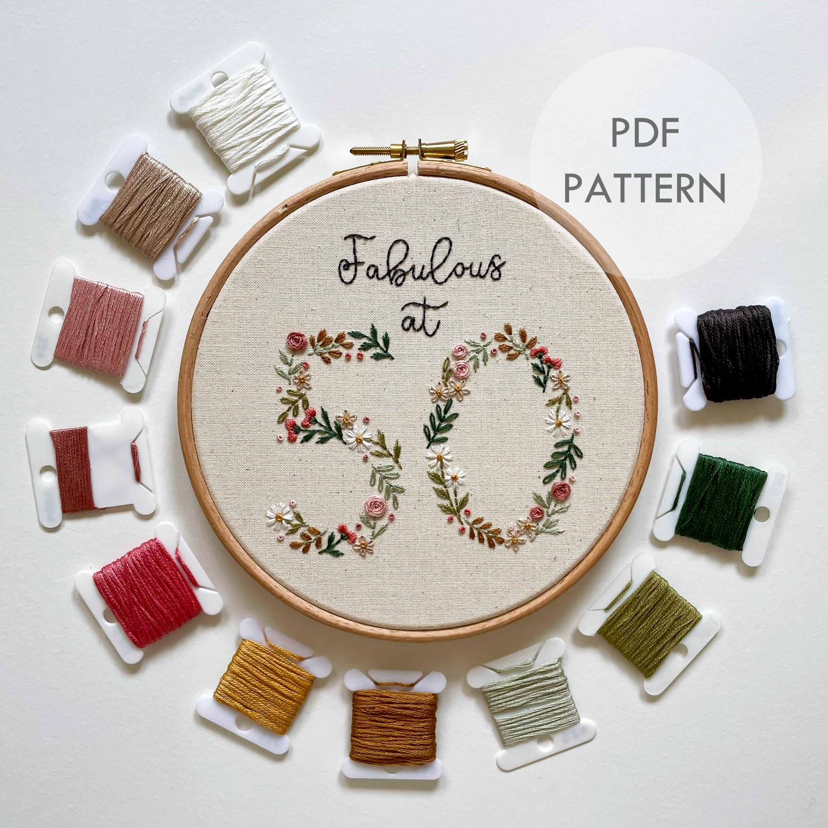50 歳で素敵 // 6 インチの刺繍枠アート // 説明書付き PDF