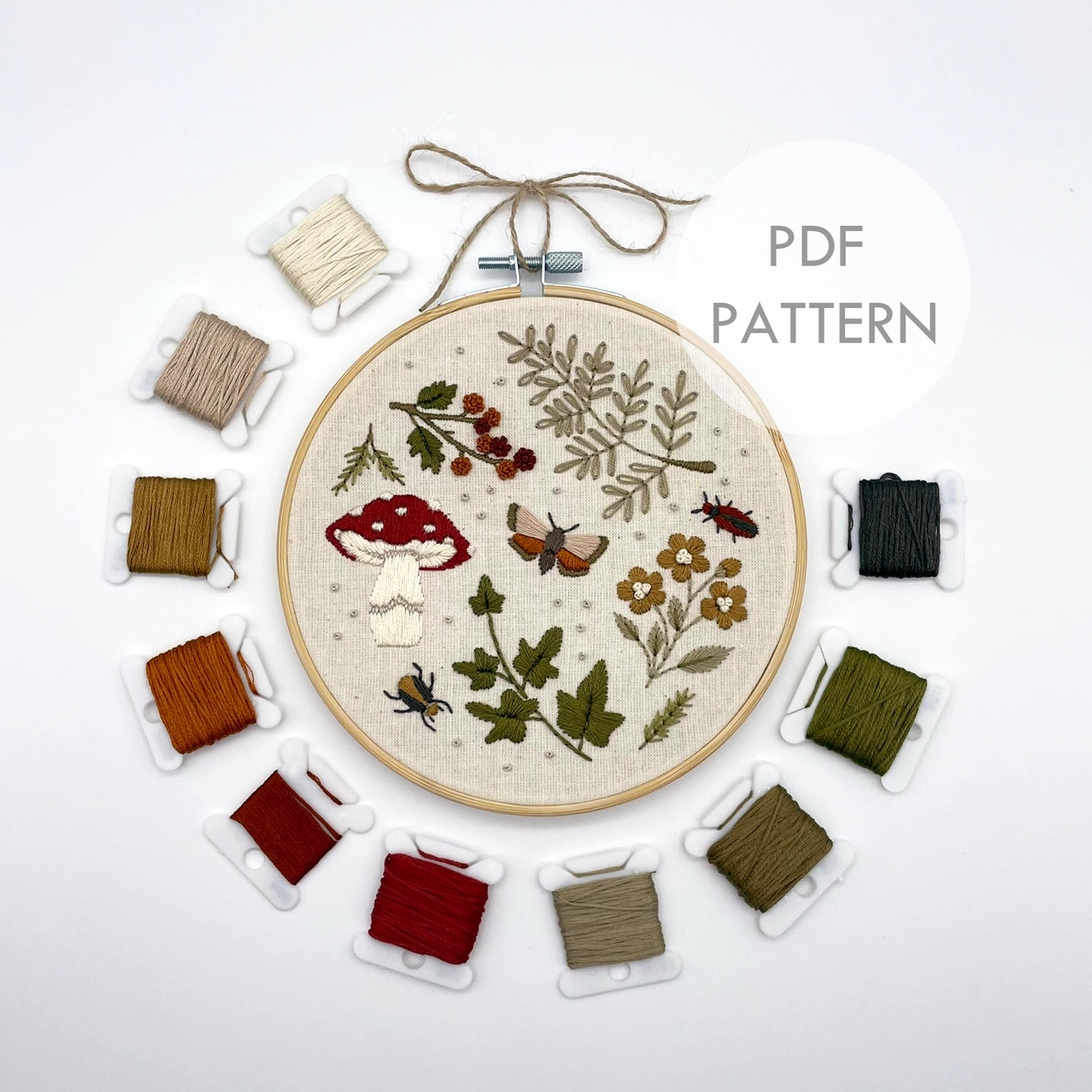 Motif de broderie fille d'automne : scène de la rentrée