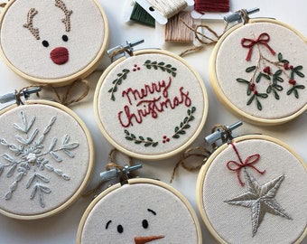 Christmas Bauble Ornaments Collection // 3 Inch Embroidery Hoop Art // PDF Pattern with Instructions // Digital Download