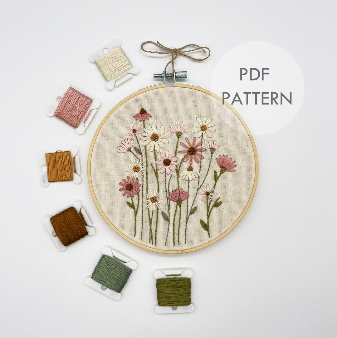 Daisy Field // 6 Inch Embroidery Hoop Art // PDF Pattern With ...