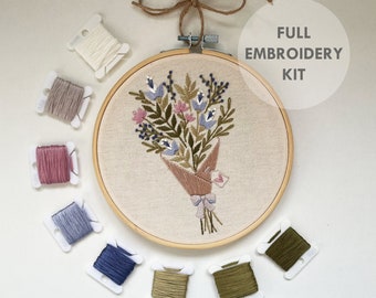 Spring Flower Bouquet Embroidery Kit // Make Your Own // DIY Craft Kit