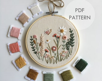 ワイルドフラワー フルコレクション // 6 インチ刺繍枠アート // 説明