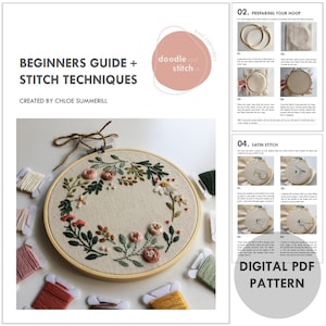 Wildflower Wreath // 6 Inch Embroidery Hoop Art // PDF Pattern With ...