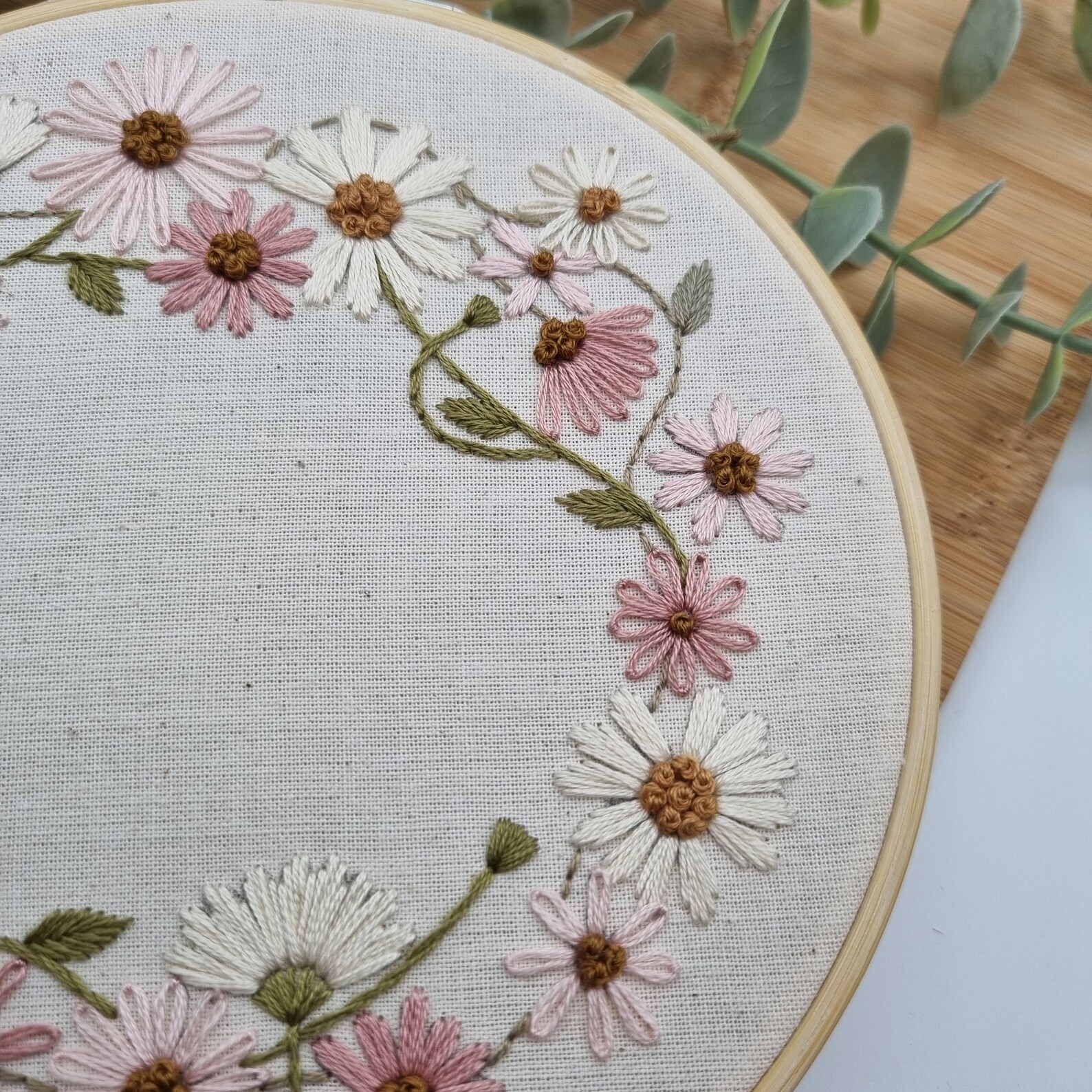Daisy Chain Wreath // 6 Inch Embroidery Hoop Art // PDF Pattern With ...