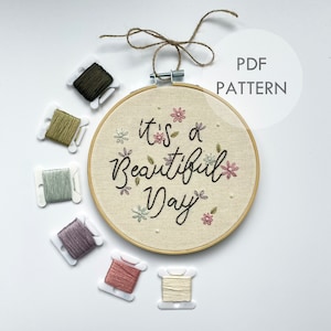 Beautiful Day // 6 Inch Embroidery Hoop Art // PDF Pattern with Instructions // Digital Download