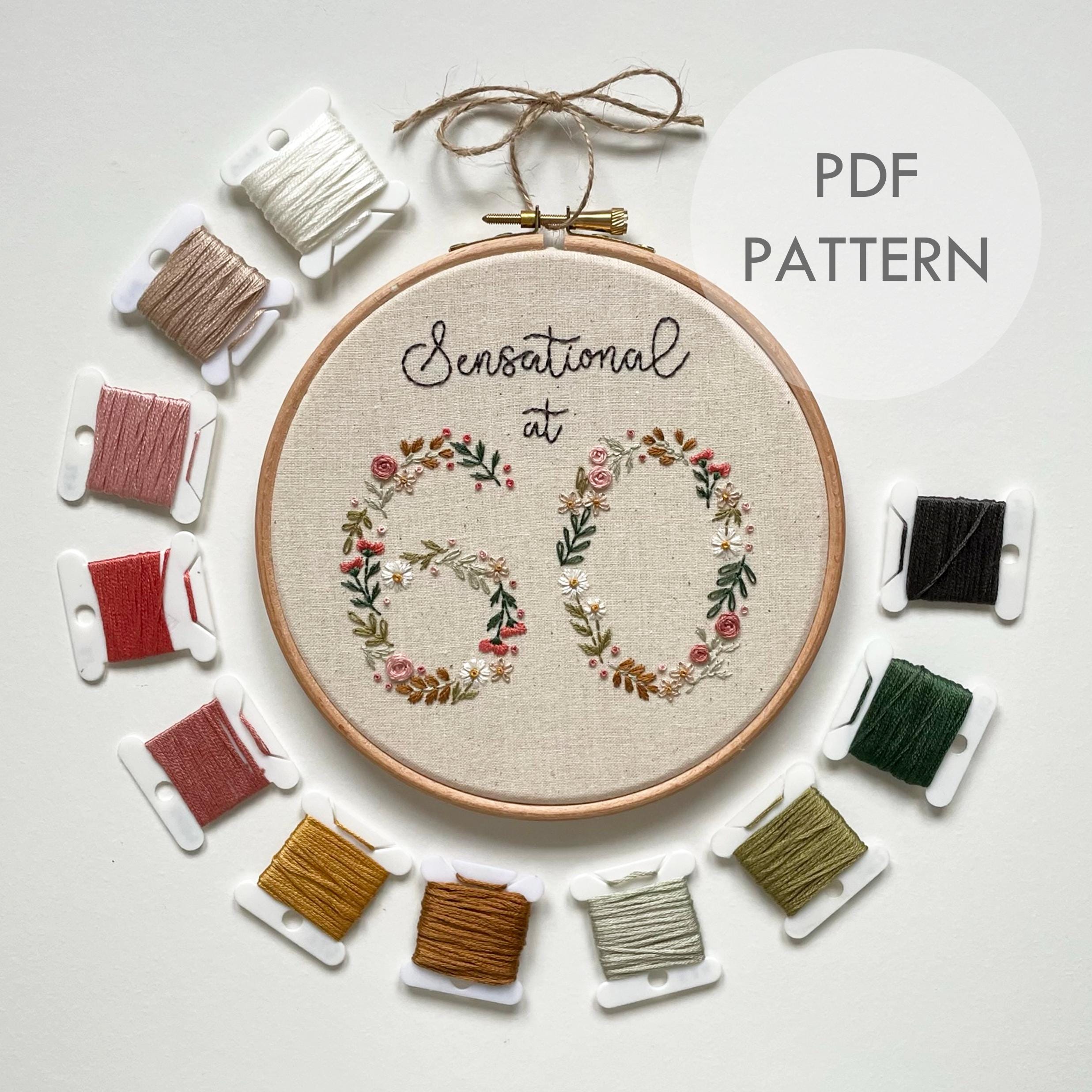 絵 刺繍 60 歳にしてセンセーショナル // 6 インチの刺繍枠アート // 説明書