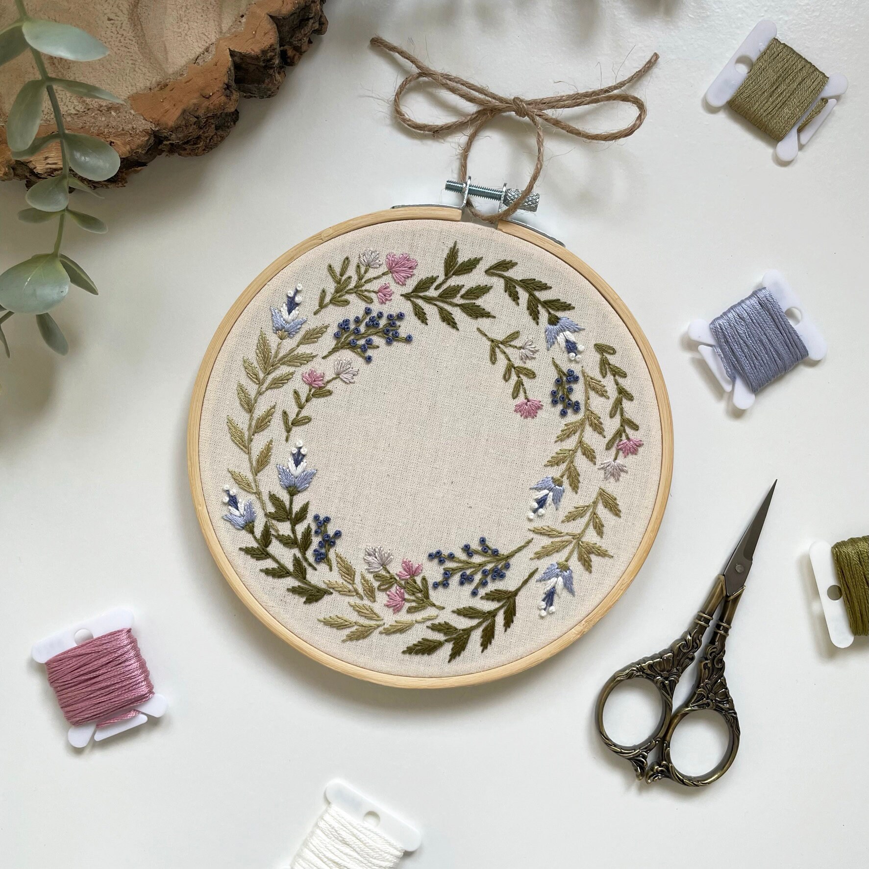 Spring Flower Wreath // 6 Inch Embroidery Hoop Art // PDF Pattern With ...