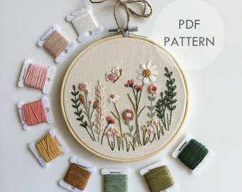 Wildflower Meadows // Embroidery Hoop Art // PDF Pattern with Instructions // Digital Download