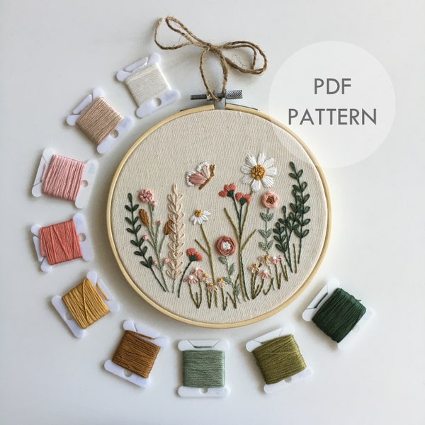 Wildflower Meadows // Embroidery Hoop Art // PDF Pattern with Instructions // Digital Download