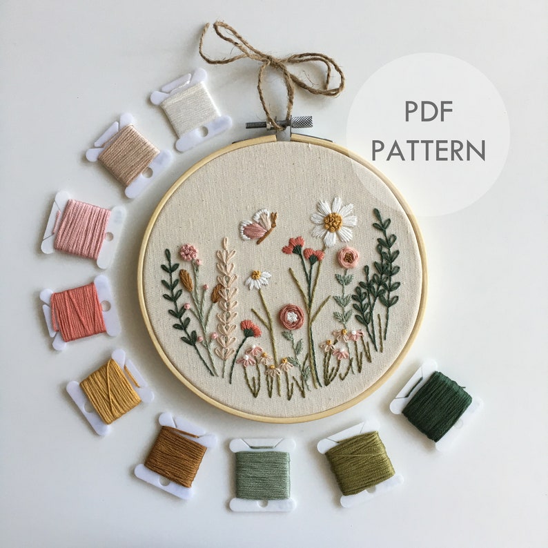 Wildflower Meadows // Embroidery Hoop Art // PDF Pattern with Instructions // Digital Download image 1