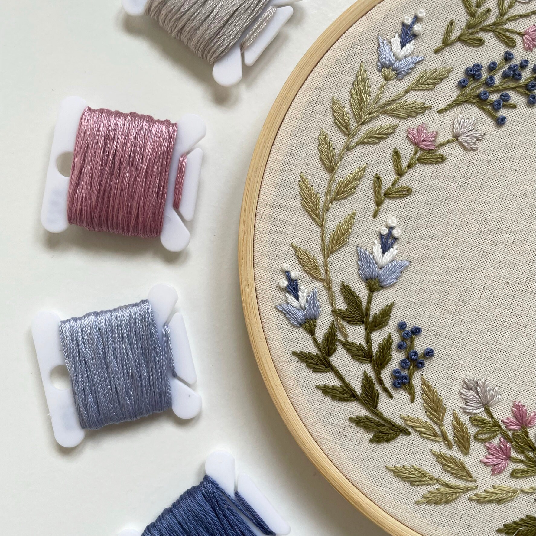 Spring Flower Wreath // 6 Inch Embroidery Hoop Art // PDF Pattern With ...