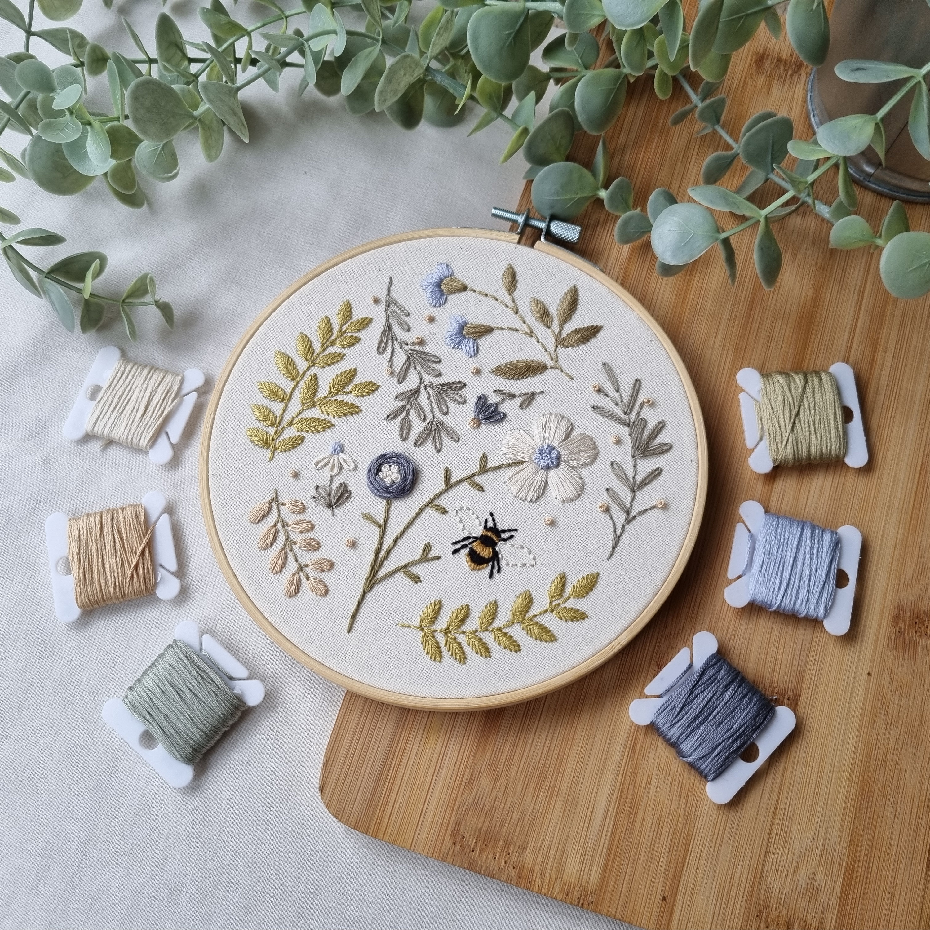 Botanical Blue Flowers // 6 Inch Embroidery Hoop Art // PDF Pattern ...