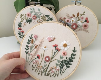 Wildflower Full Collection // 6 Inch Embroidery Hoop Art // PDF Pattern with Instructions // Digital Download
